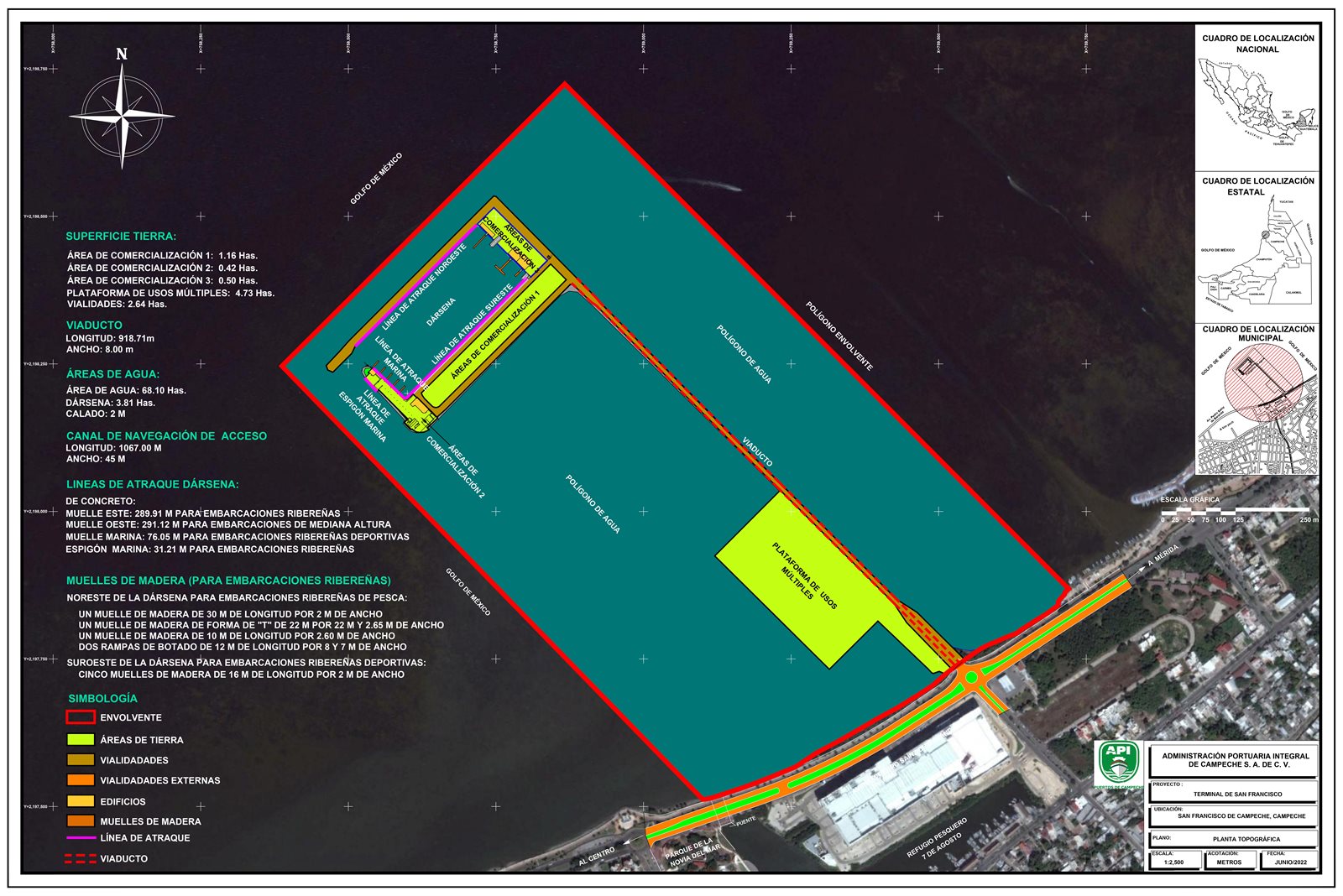 Plano y Distribución de Muelles Terminal San Francisco